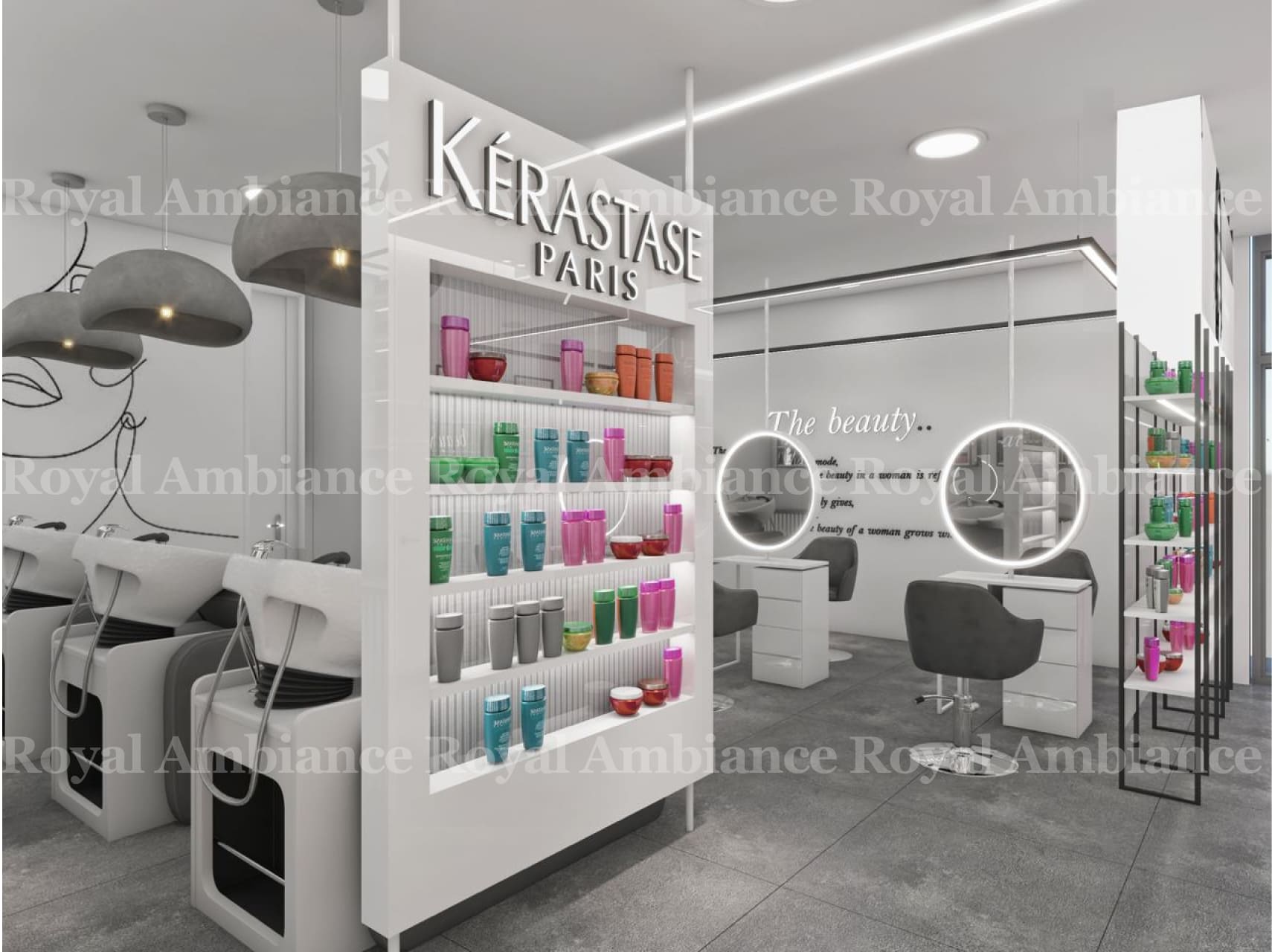Beaute ladies salon design fit-out and joinery haircutting hairwashing area
