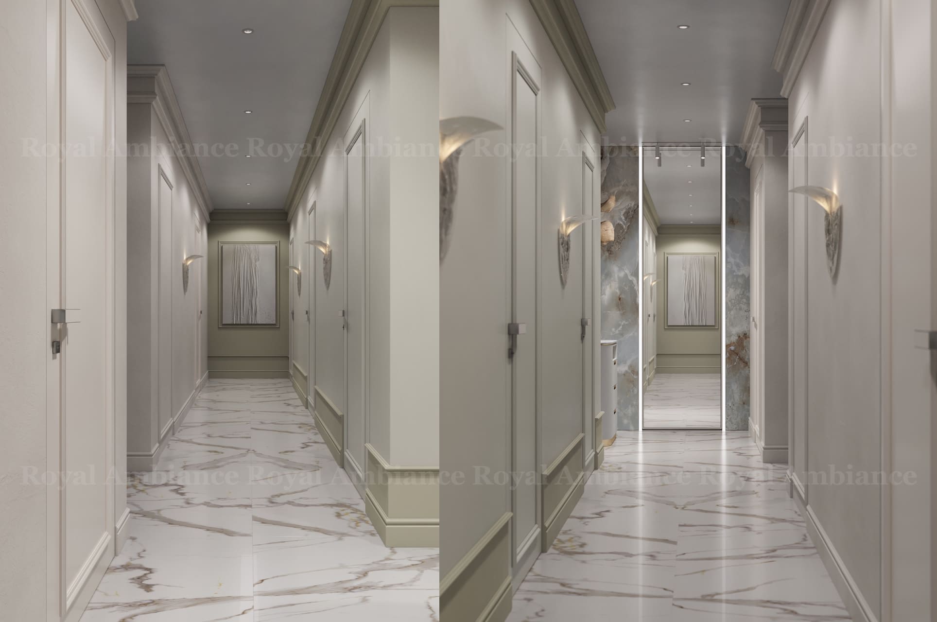 Downtown Luxury residential fit out renovation construction joinery Dubai corridor entrance hall